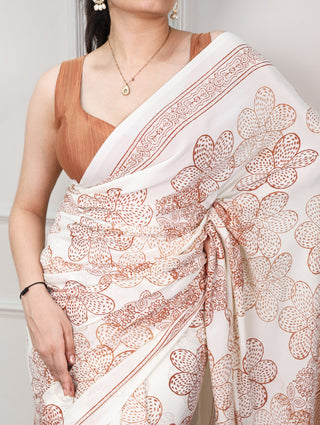 Satin Silk Floral Printed Saree ClothsVilla
