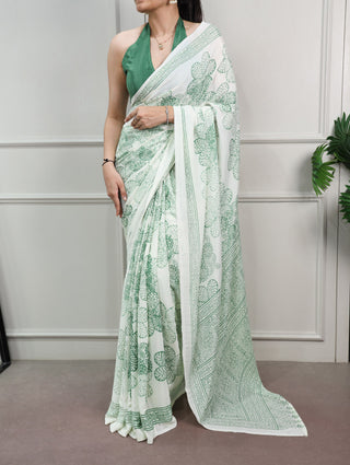 Satin Silk Floral Printed Saree ClothsVilla