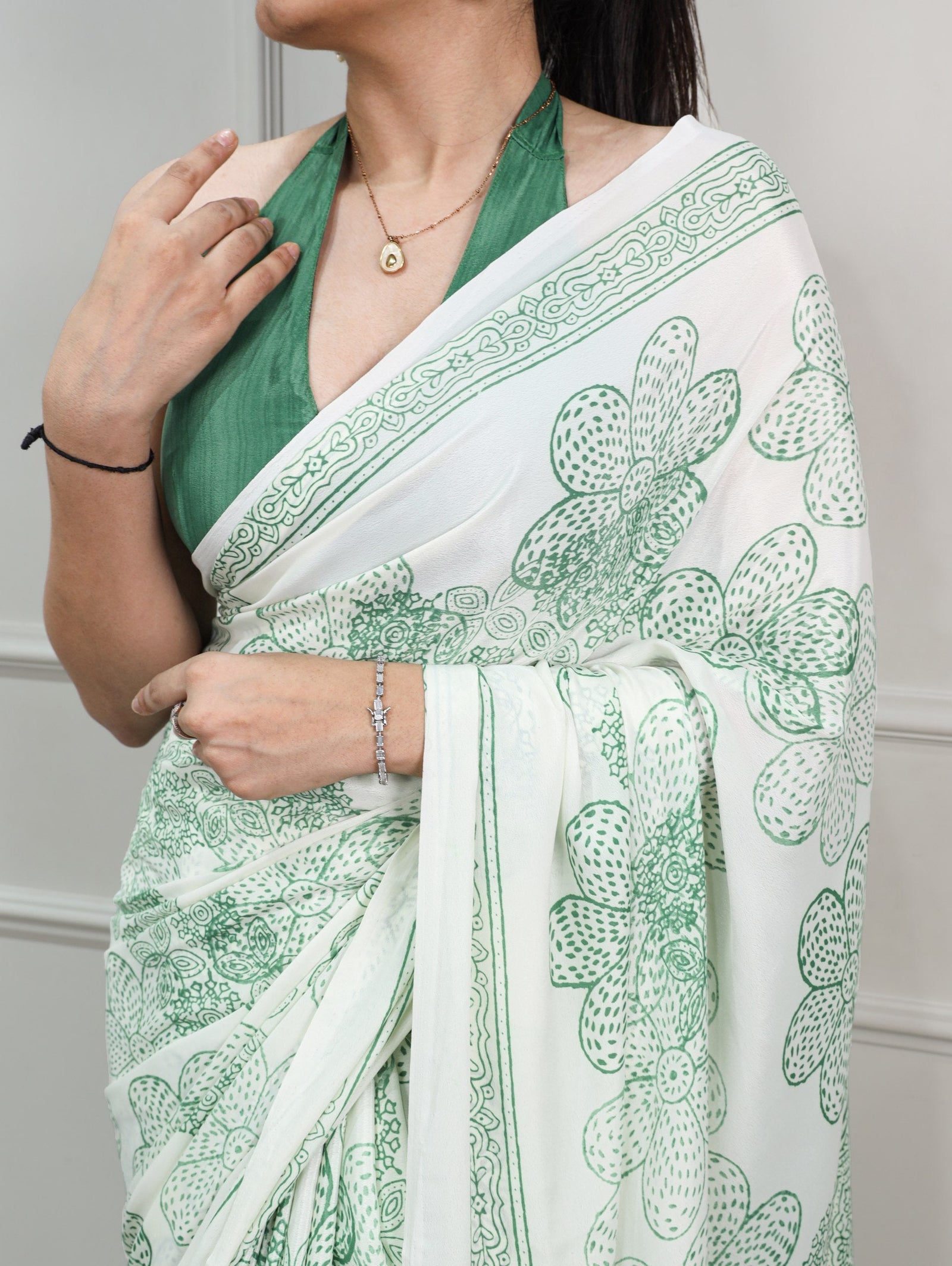 Satin Silk Floral Printed Saree ClothsVilla