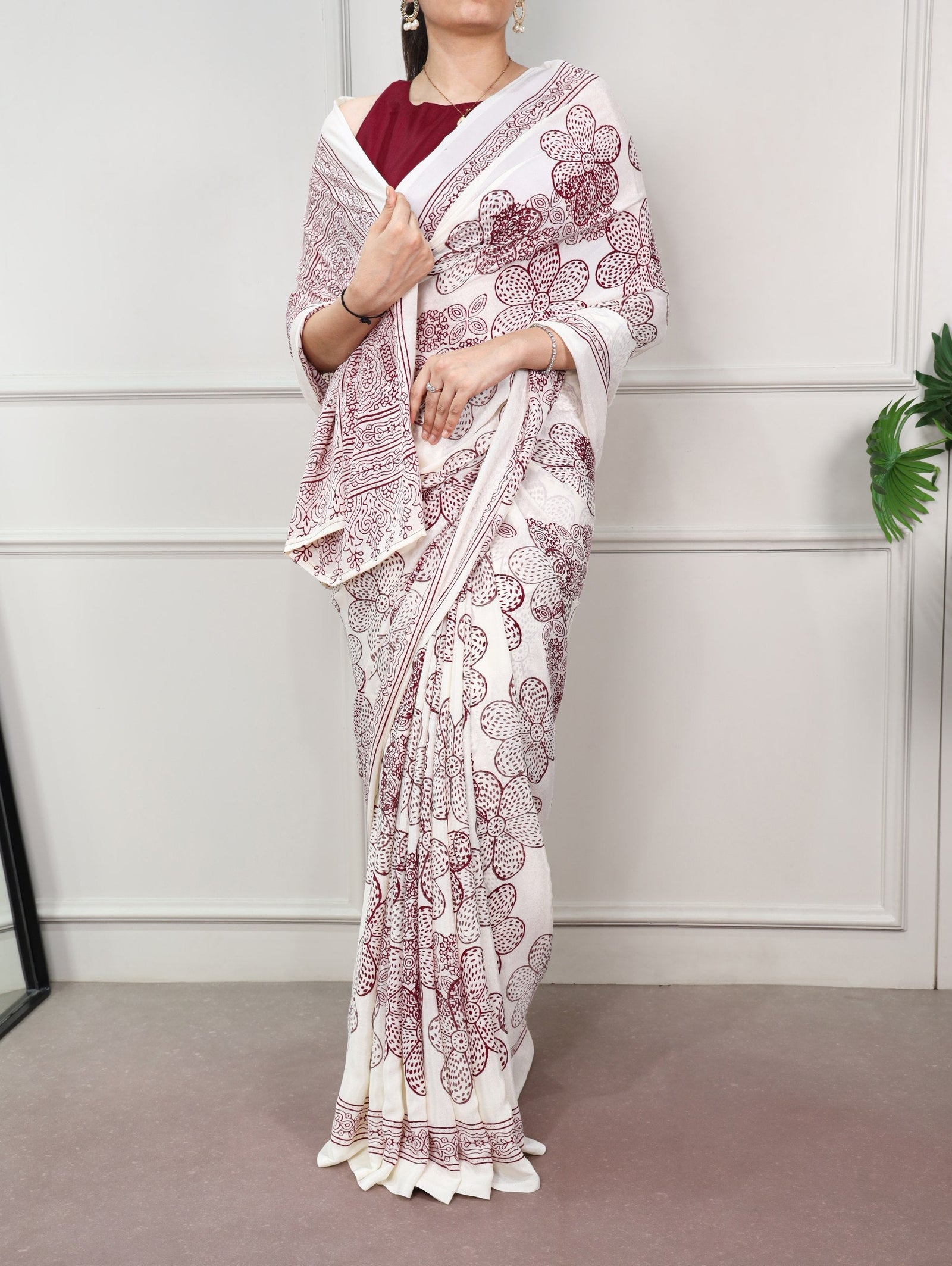 Satin Silk Floral Printed Saree ClothsVilla