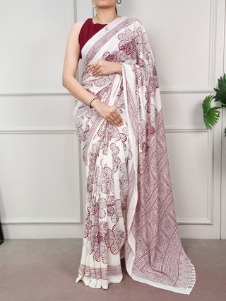 Satin Silk Floral Printed Saree ClothsVilla