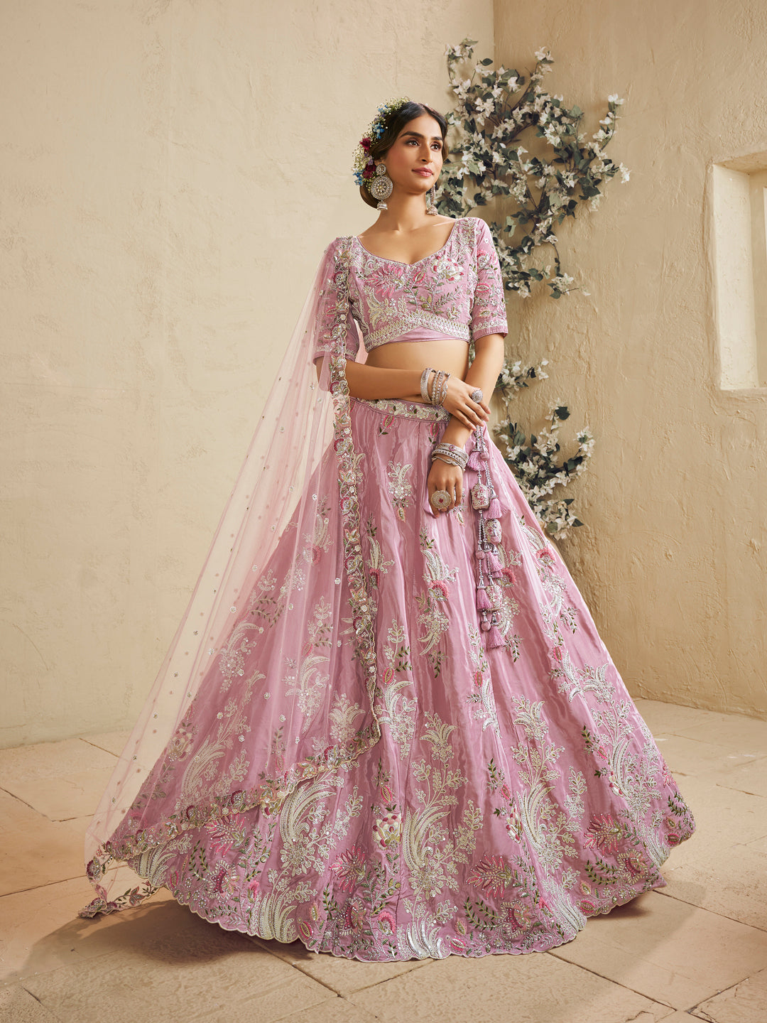 Satin Silk Sequins Embroidered Semi-Stitched Lehenga Choli with Dupatta Clothsvilla