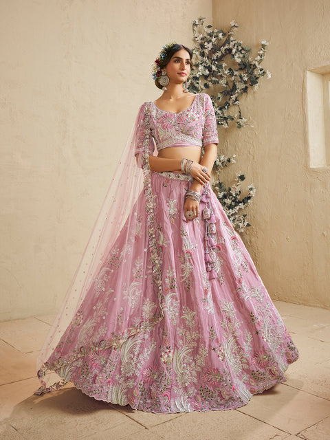 Satin Silk Sequins Embroidered Semi-Stitched Lehenga Choli with Dupatta Clothsvilla Main image