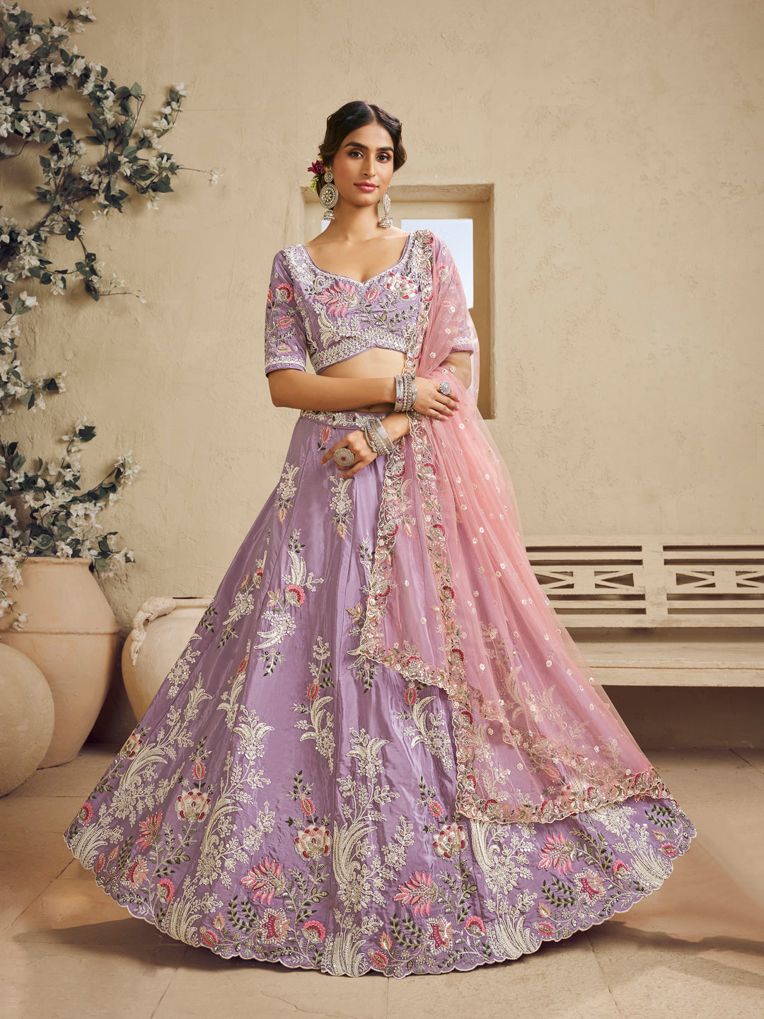 Satin Silk Sequins Embroidered Semi-Stitched Lehenga Choli with Dupatta Clothsvilla
