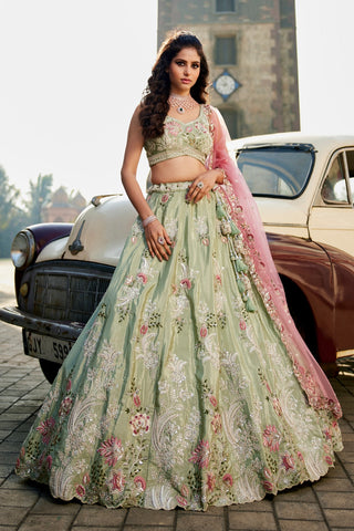 Satin Silk Sequins Embroidered Semi-Stitched Lehenga Choli with Dupatta Clothsvilla