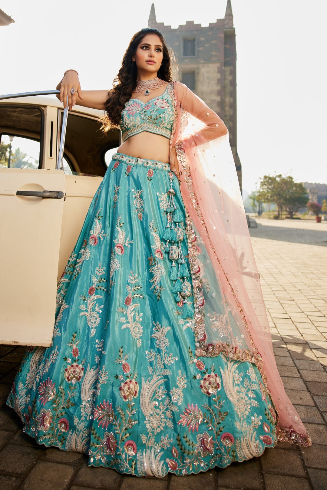 Satin Silk Sequins Embroidered Semi-Stitched Lehenga Choli with Dupatta Clothsvilla