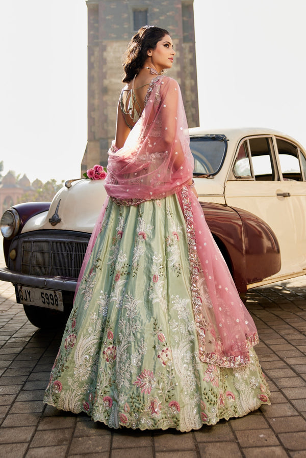 Satin Silk Sequins Embroidered Semi-Stitched Lehenga Choli with Dupatta Clothsvilla