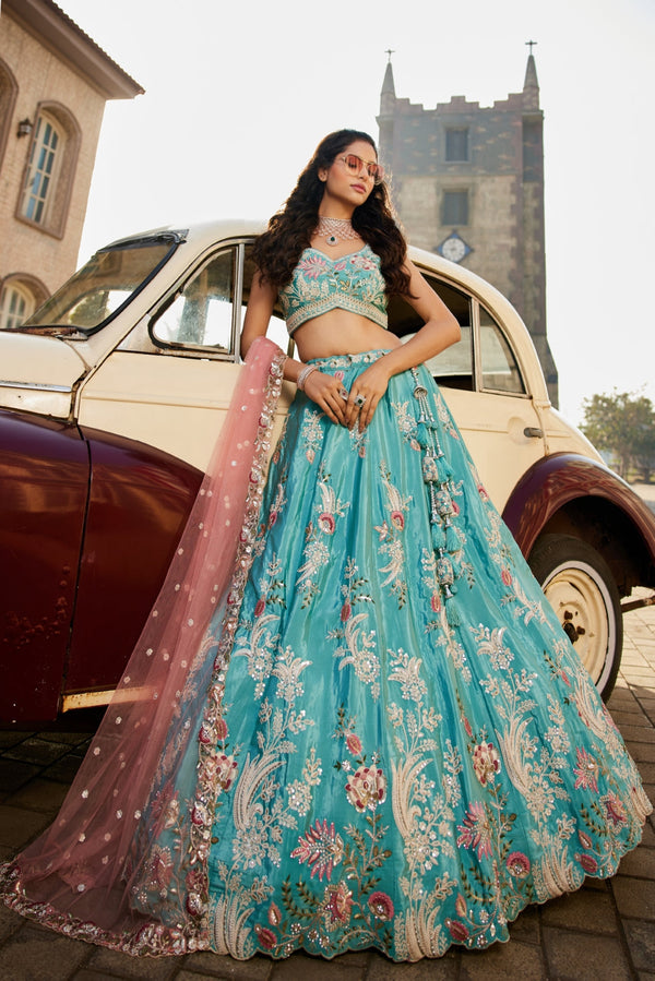 Satin Silk Sequins Embroidered Semi-Stitched Lehenga Choli with Dupatta Clothsvilla