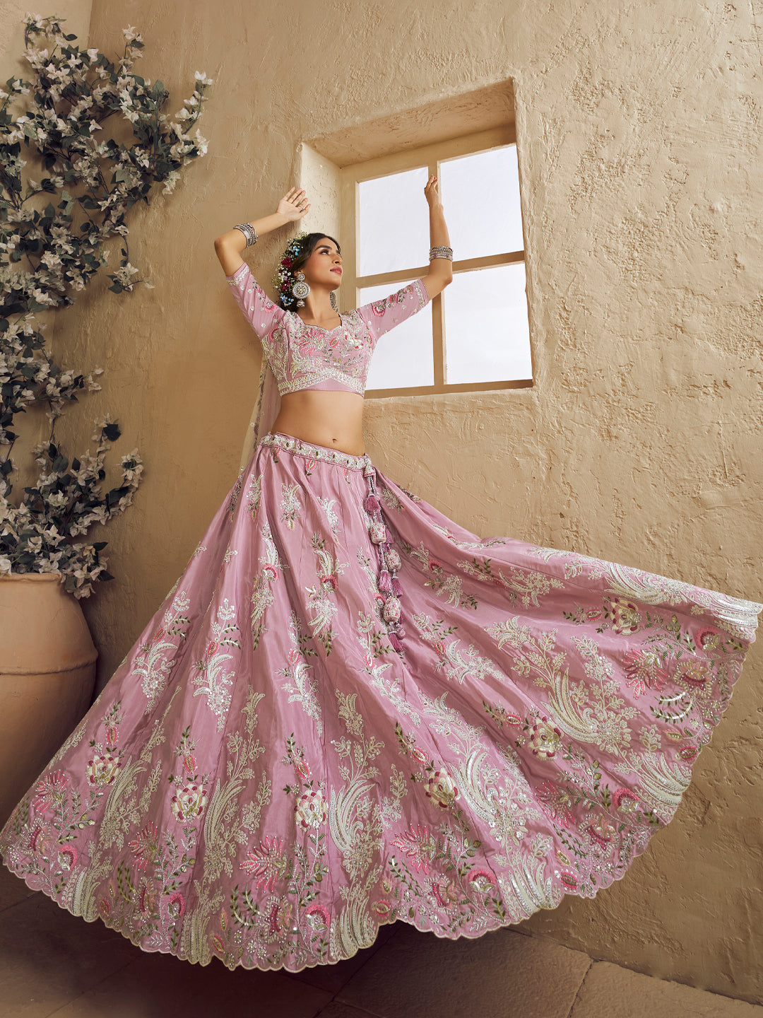 Satin Silk Sequins Embroidered Semi-Stitched Lehenga Choli with Dupatta Clothsvilla