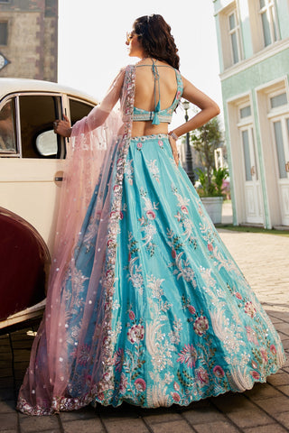 Satin Silk Sequins Embroidered Semi-Stitched Lehenga Choli with Dupatta Clothsvilla