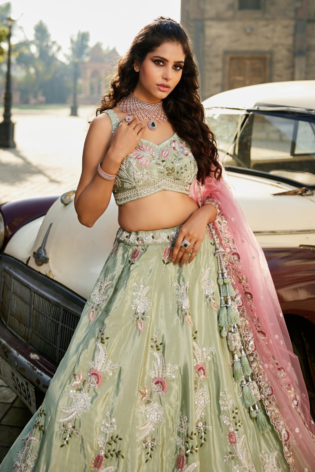 Satin Silk Sequins Embroidered Semi-Stitched Lehenga Choli with Dupatta Clothsvilla