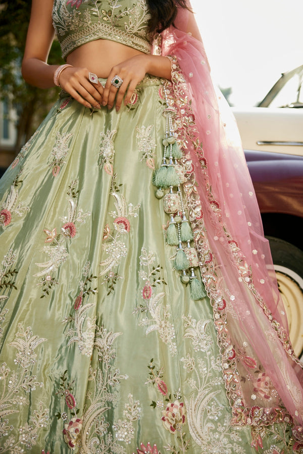 Satin Silk Sequins Embroidered Semi-Stitched Lehenga Choli with Dupatta Clothsvilla