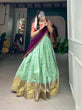 Load image into Gallery viewer, Sea Blue Jacquard Silk Lehenga Choli Set ClothsVilla