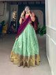 Load image into Gallery viewer, Sea Blue Jacquard Silk Lehenga Choli Set ClothsVilla