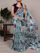 Load image into Gallery viewer, Sea Greeen Elegant Lurex Brasso Saree with Floral Viscose Brasso Work &amp; Silk Blouse Piece ClothsVilla