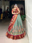 Sea Green Anusha Kalamkari Dola Silk Lehenga Set with Zari Weaving Border