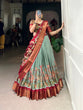 Load image into Gallery viewer, Sea Green Anusha Kalamkari Dola Silk Lehenga Set with Zari Weaving Border