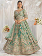 Load image into Gallery viewer, Sea Green Bridel net and Gotapatti &amp; Moti embroidery Semi-Stitched Lehenga choli &amp; Dupatta ClothsVilla