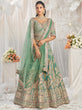Load image into Gallery viewer, Sea Green Bridel net and Gotapatti &amp; Moti embroidery Semi-Stitched Lehenga choli &amp; Dupatta ClothsVilla
