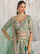 Load image into Gallery viewer, Sea Green Bridel net and Gotapatti &amp; Moti embroidery Semi-Stitched Lehenga choli &amp; Dupatta ClothsVilla
