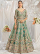 Load image into Gallery viewer, Sea Green Bridel net and Gotapatti &amp; Moti embroidery Semi-Stitched Lehenga choli &amp; Dupatta ClothsVilla