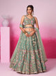 Load image into Gallery viewer, Sea Green Bridel Net Moti, Sequins embroidery Semi-Stitched Bridel Lehenga choli &amp; Dupatta ClothsVilla