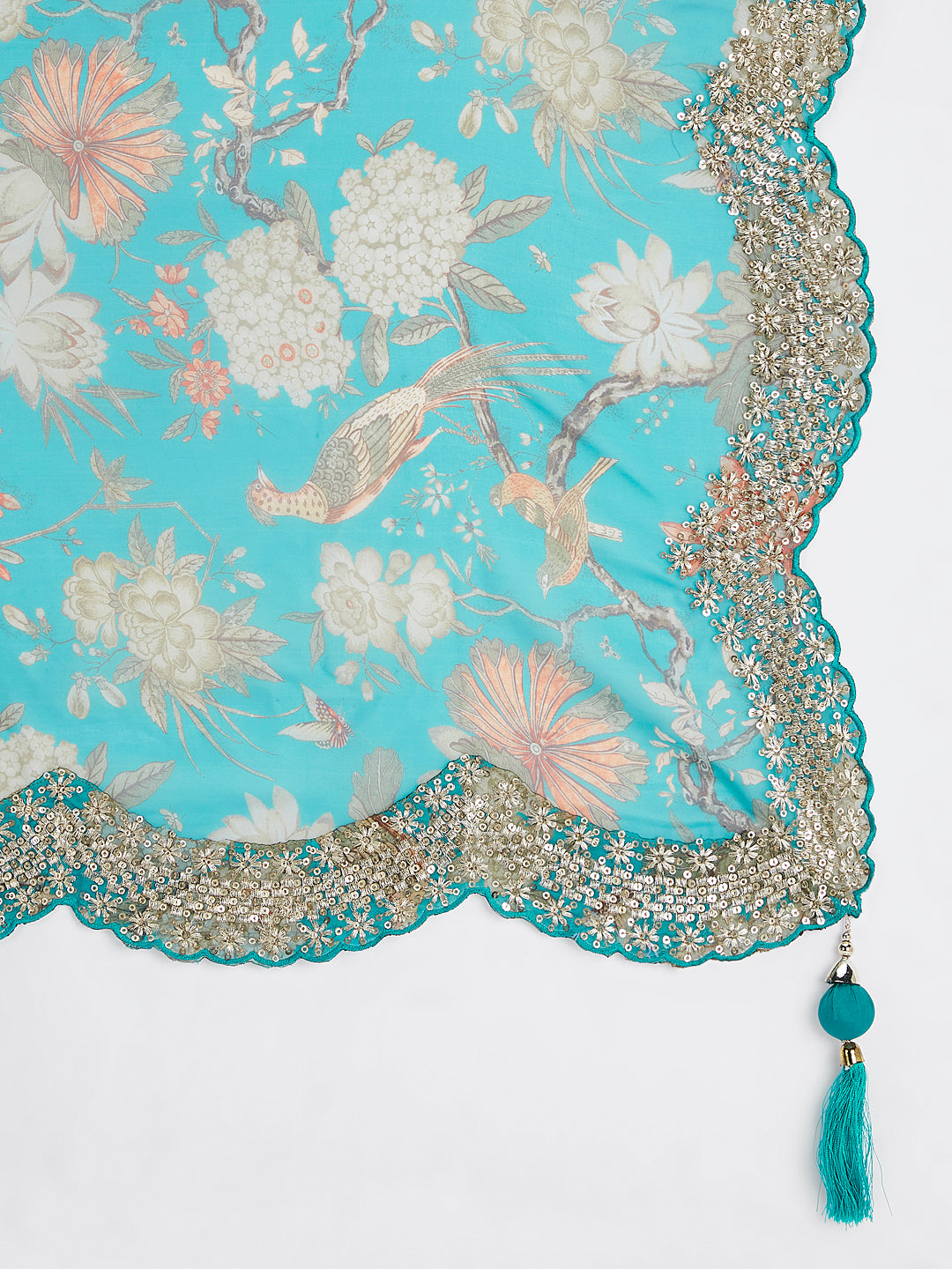 Sea green colour Organza Floral design digital print Semi-Stitched Lehenga choli & Dupatta ClothsVilla