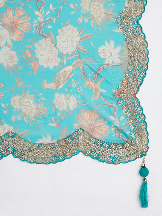Sea green colour Organza Floral design digital print Semi-Stitched Lehenga choli & Dupatta ClothsVilla