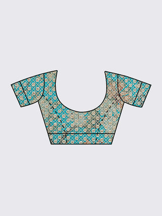 Sea green colour Organza Floral design digital print Semi-Stitched Lehenga choli & Dupatta ClothsVilla