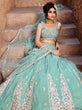 Load image into Gallery viewer, Sea Green colour Tissue Sequinse embroidery Semi-Stitched Lehenga choli &amp; Dupatta ClothsVilla