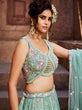 Load image into Gallery viewer, Sea Green colour Tissue Sequinse embroidery Semi-Stitched Lehenga choli &amp; Dupatta ClothsVilla