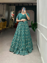 Load image into Gallery viewer, Sea Green Crushed Georgette Lehenga Choli Set with Sequin Embroidery ClothsVilla