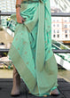 Load image into Gallery viewer, Sea Green Elegant Banarasi Blended Silk Saree – Handwoven Heritage for Special Occasions ClothsVilla