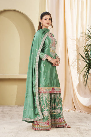 Sea Green Embroidered Palazzo Set ClothsVilla