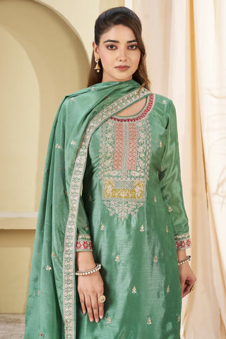 Sea Green Embroidered Palazzo Set ClothsVilla