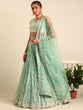 Load image into Gallery viewer, Sea Green Georgette heavy Sequinse embroidery Semi-Stitched Lehenga choli &amp; Dupatta Clothsvilla