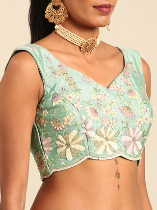 Sea Green Georgette heavy Sequinse embroidery Semi-Stitched Lehenga choli & Dupatta Clothsvilla