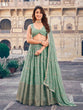 Load image into Gallery viewer, Sea Green Georgette Lehenga Choli Set with 7MM Sequins &amp; Zari Embroidery ClothsVilla