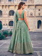 Load image into Gallery viewer, Sea Green Georgette Lehenga Choli Set with 7MM Sequins &amp; Zari Embroidery ClothsVilla