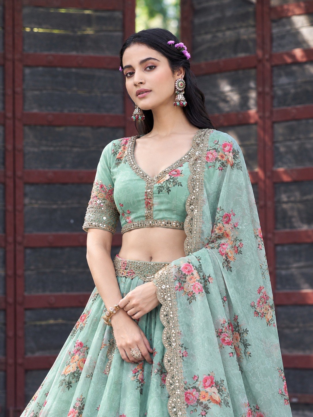 Sea Green Georgette Lehenga Choli ClothsVilla