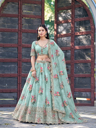 Sea Green Georgette Lehenga Choli ClothsVilla