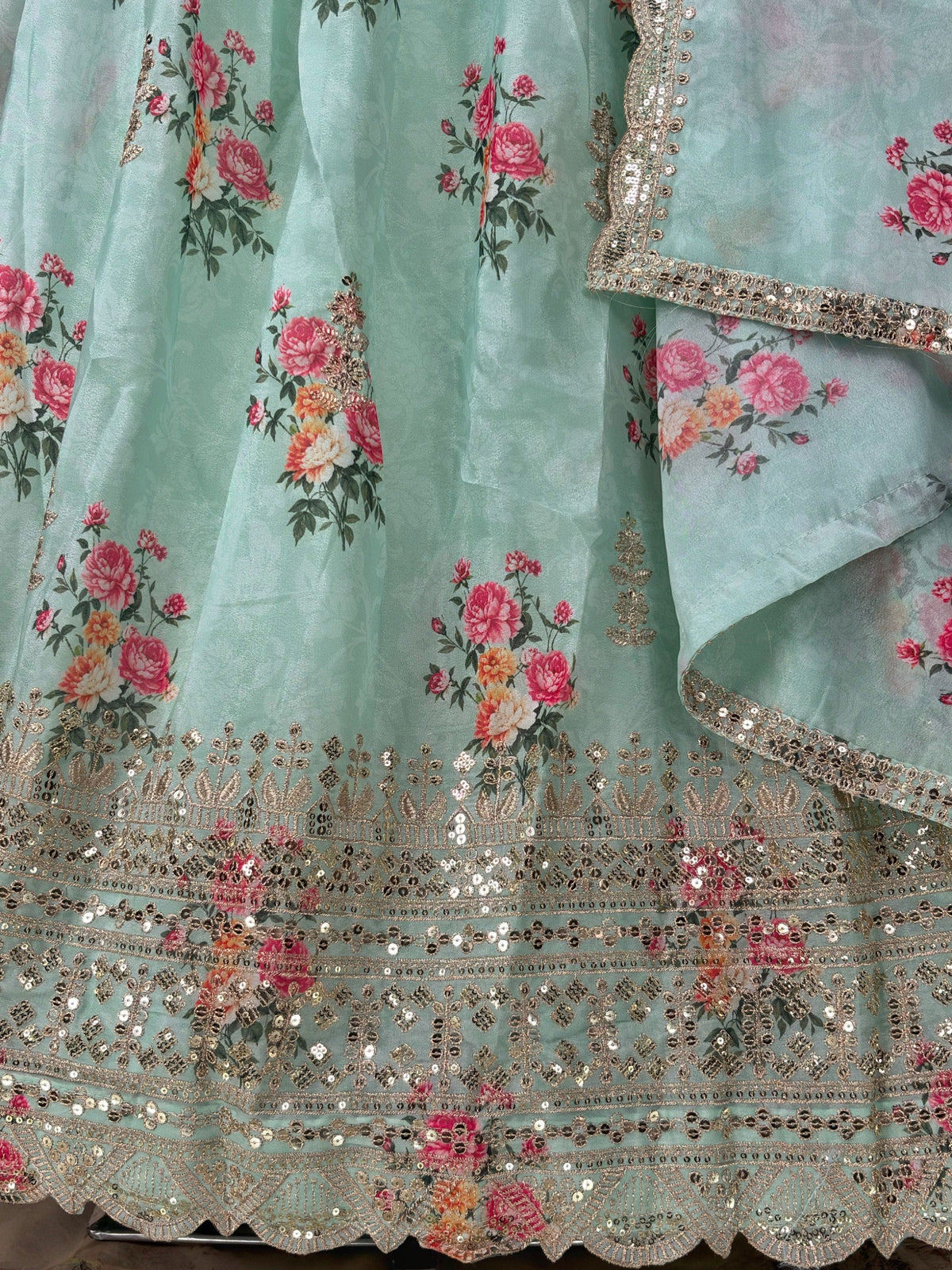 Sea Green Georgette Lehenga Choli ClothsVilla