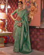 Load image into Gallery viewer, Sea Green Graceful Kanjivaram Silk Blend Saree – Woven Design ClothsVilla