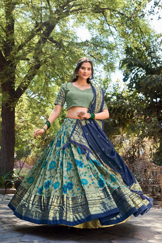 Sea Green Kalamkari Tussar Silk Lehenga Choli Set ClothsVilla