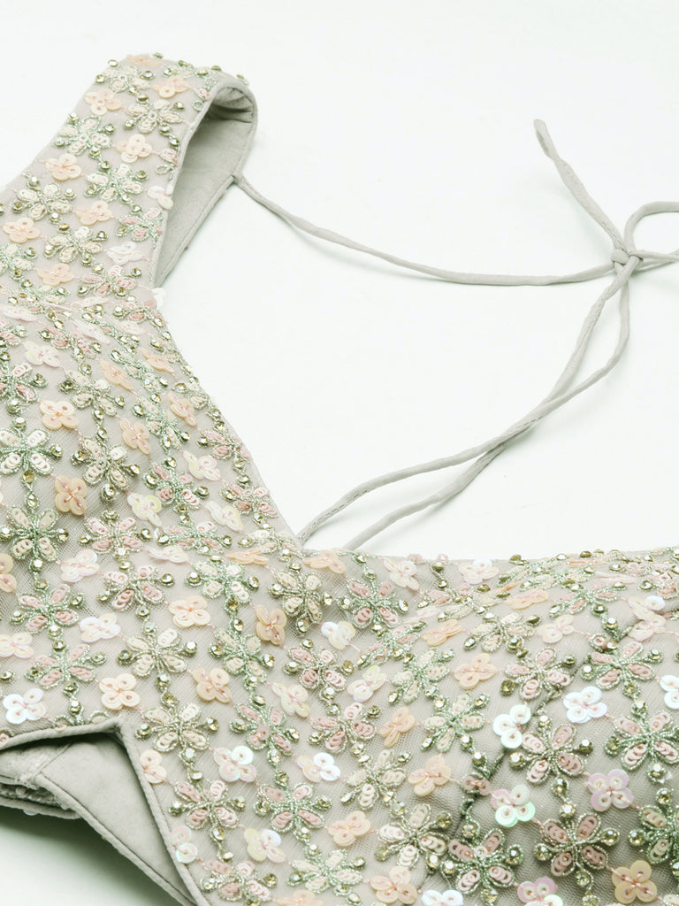 Sea green Net Multi Sequins with heavy Zarkan embroidery Semi-Stitched Lehenga choli & Dupatta Clothsvilla