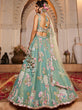 Load image into Gallery viewer, Sea Green Net Sequinse embroidery Semi-Stitched Lehenga choli &amp; Dupatta ClothsVilla