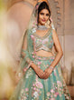 Load image into Gallery viewer, Sea Green Net Sequinse embroidery Semi-Stitched Lehenga choli &amp; Dupatta ClothsVilla