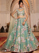 Load image into Gallery viewer, Sea Green Net Sequinse embroidery Semi-Stitched Lehenga choli &amp; Dupatta ClothsVilla