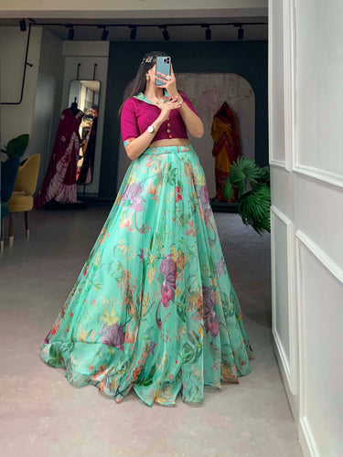 Sea Green Organza Lehenga Co-ord Set for Effortless Elegance ClothsVilla