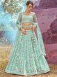 Load image into Gallery viewer, Sea Green Organza Sequins embroidery Semi-Stitched Lehenga choli &amp; Dupatta ClothsVilla